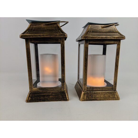 Rohs 8.5" Tall Solar Candle Lamp Lanterns Lot of 2 Rustic Farmhouse Porch Light - Picture 8 of 10